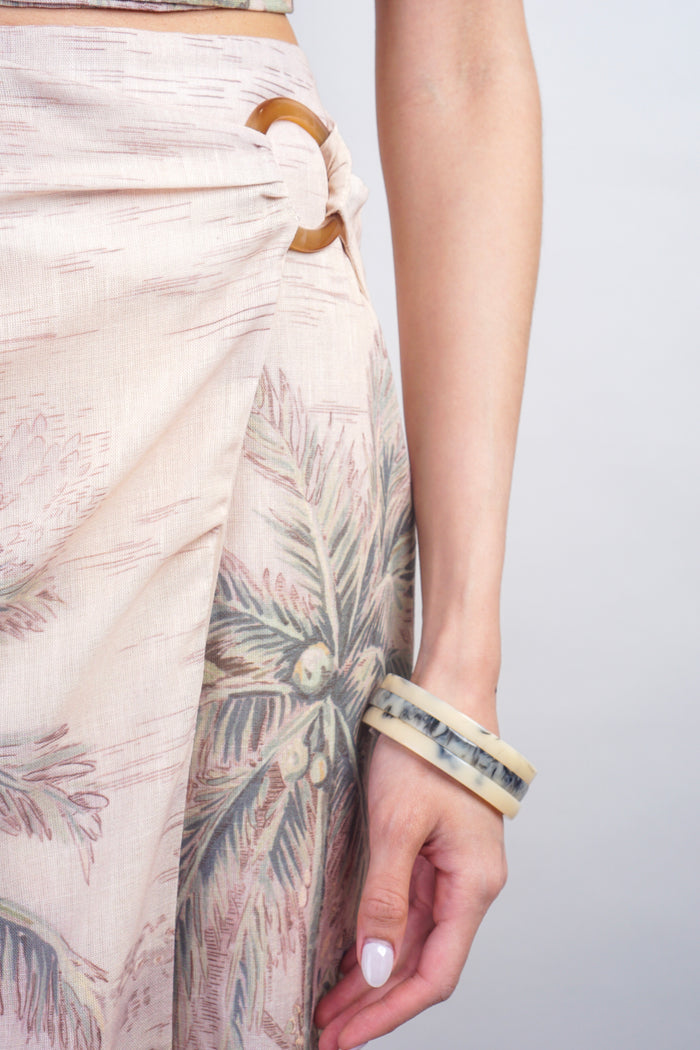 Tropical Palm Tree Faux Wrap Skirt