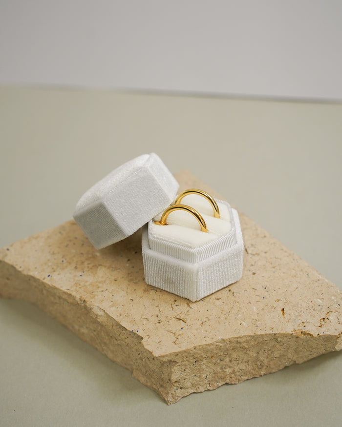 Velvet Hexagon Double Ring Box for Wedding Ceremony - Giftware - Honey Fawn