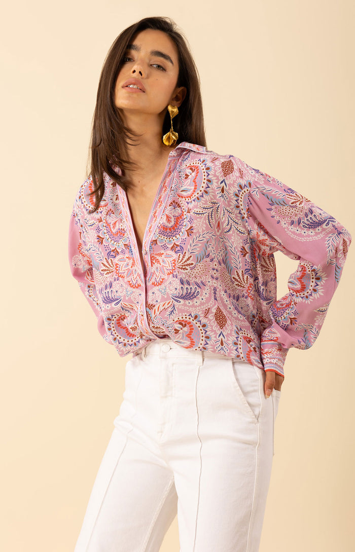Waverly Silk Top, color-Pink