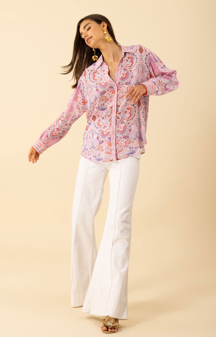 Waverly Silk Top, color-Pink