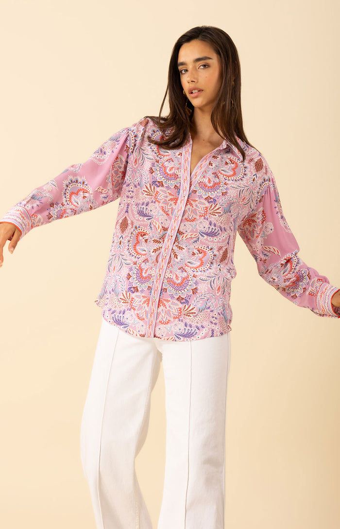 Waverly Silk Top, color-Pink
