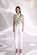 White Cotton High Waist Pants