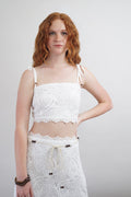 Private Label TOPS White Embroidered Lace Crop Top