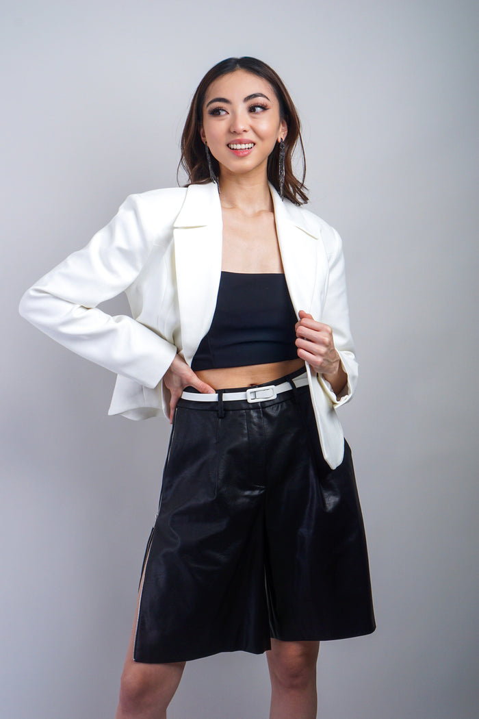 Private Label JACKETS White Modern Curve Hem Tailored Jacket