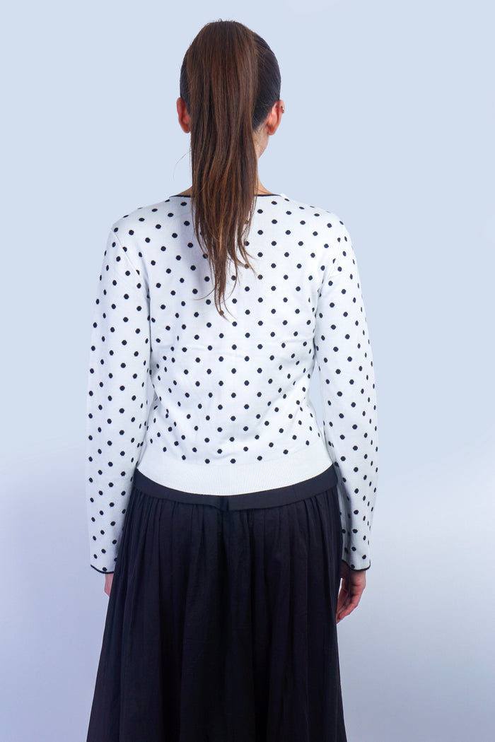 Private Label TOPS White Polka Dot Cardigan