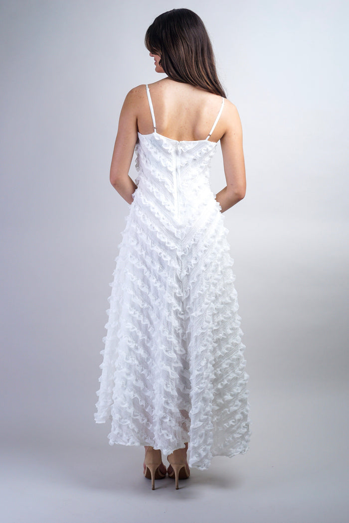 Private Label DRESSES White Ruffle Fit And Flare Midi Dress