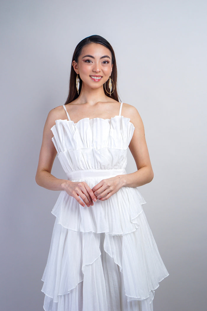 Private Label White Ruffle Sleeveless Maxi Dress