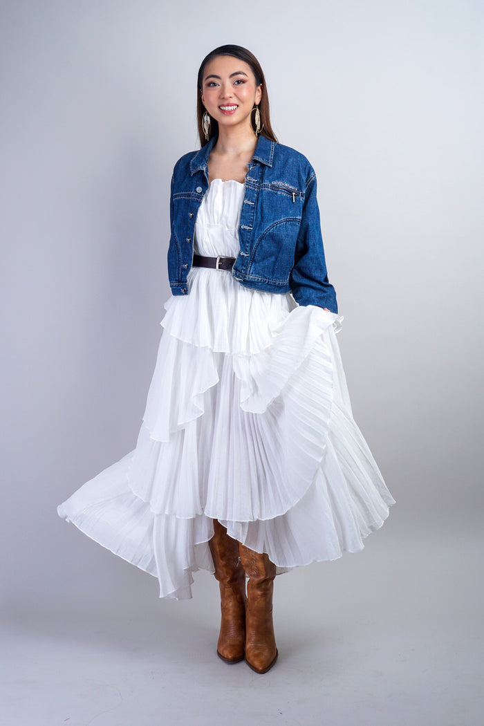 Private Label White Ruffle Sleeveless Maxi Dress