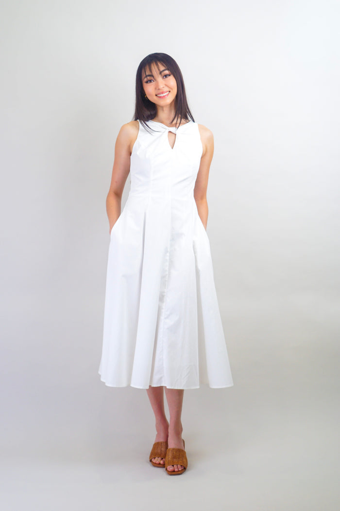 Private Label DRESSES White Twist Knot Classic Midi Dress