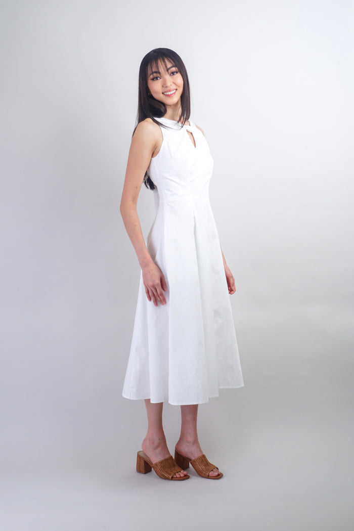 Private Label DRESSES White Twist Knot Classic Midi Dress
