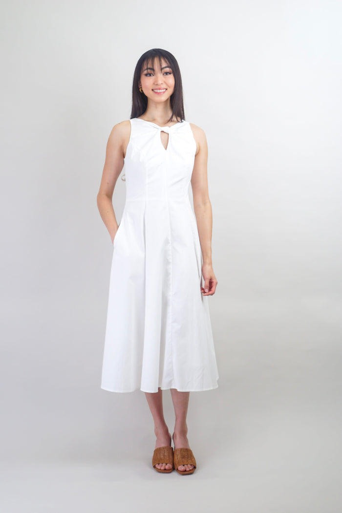 Private Label DRESSES White Twist Knot Classic Midi Dress