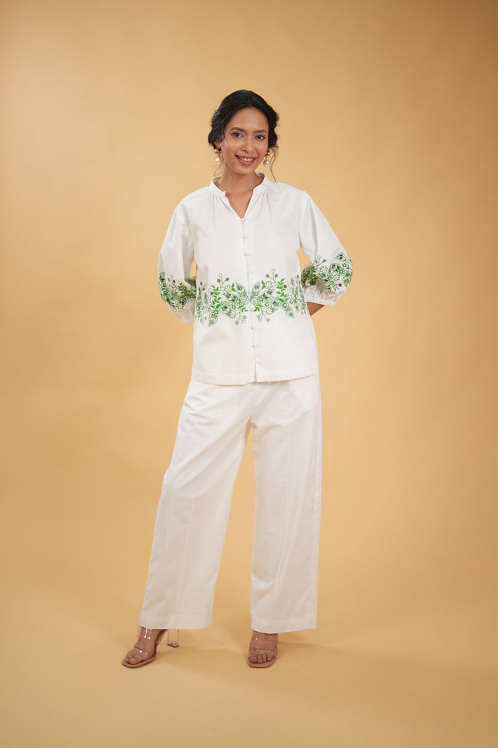 Wild Flower Embroidered Cotton Blouse