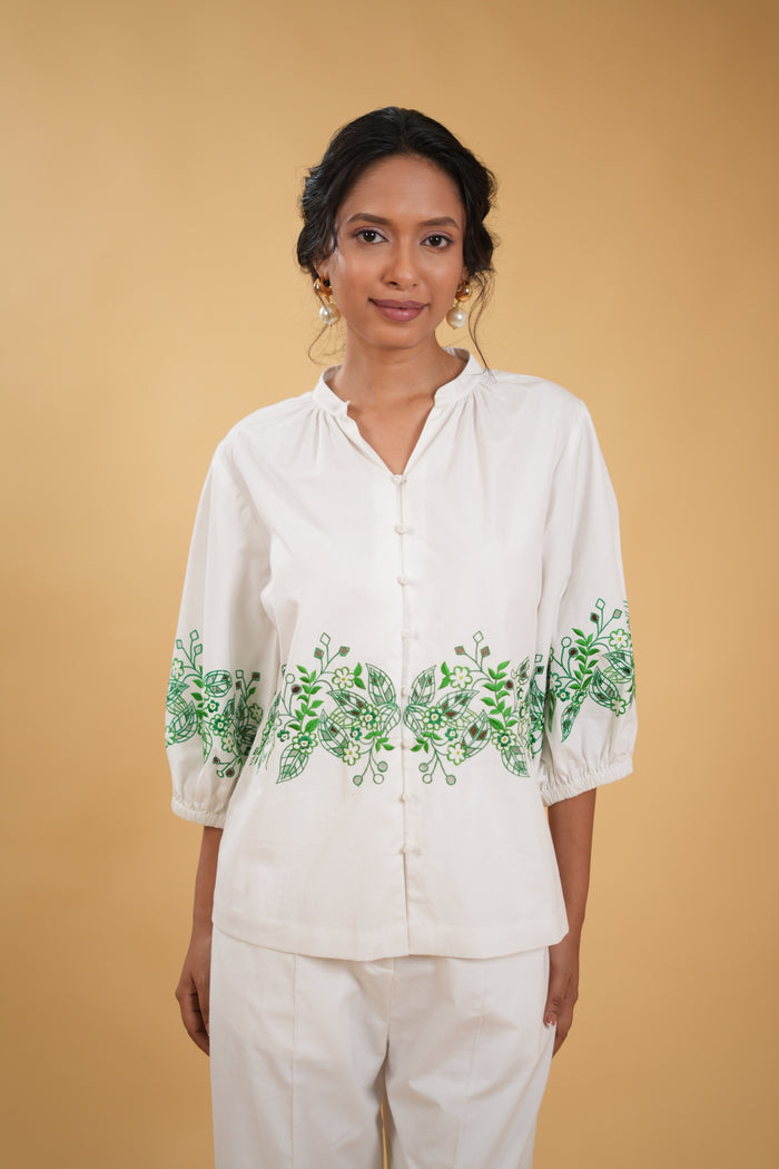 Wild Flower Embroidered Cotton Blouse