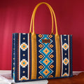 Wrangler Southwestern Pattern Dual Sided Print Canvas Wide Tote Mustard