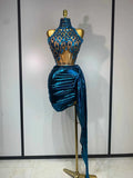 Wrenly Turquoise Crystal-Embellished Strapless Skirt Set