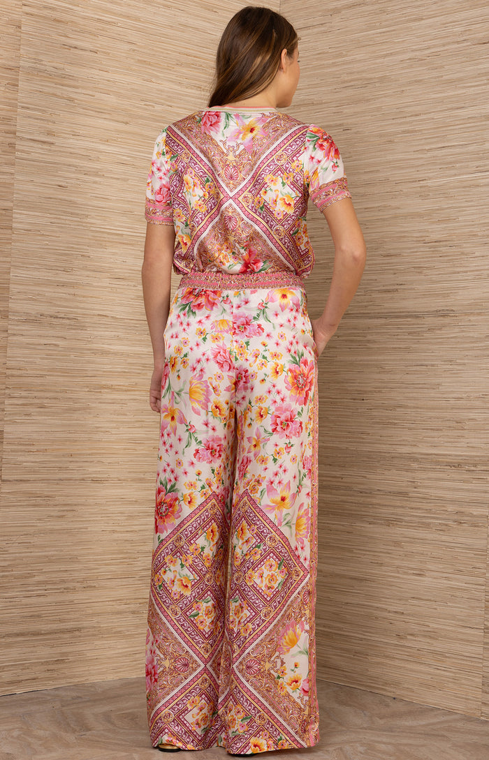 Yasmin Silk Charmeuse Pant, color-Coral