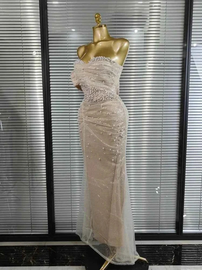 Yvonne Strapless Sequin Beaded Mermaid Bodycon Gown