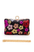Z Clutch- Sequins Flower Statement Box Clutch Bag