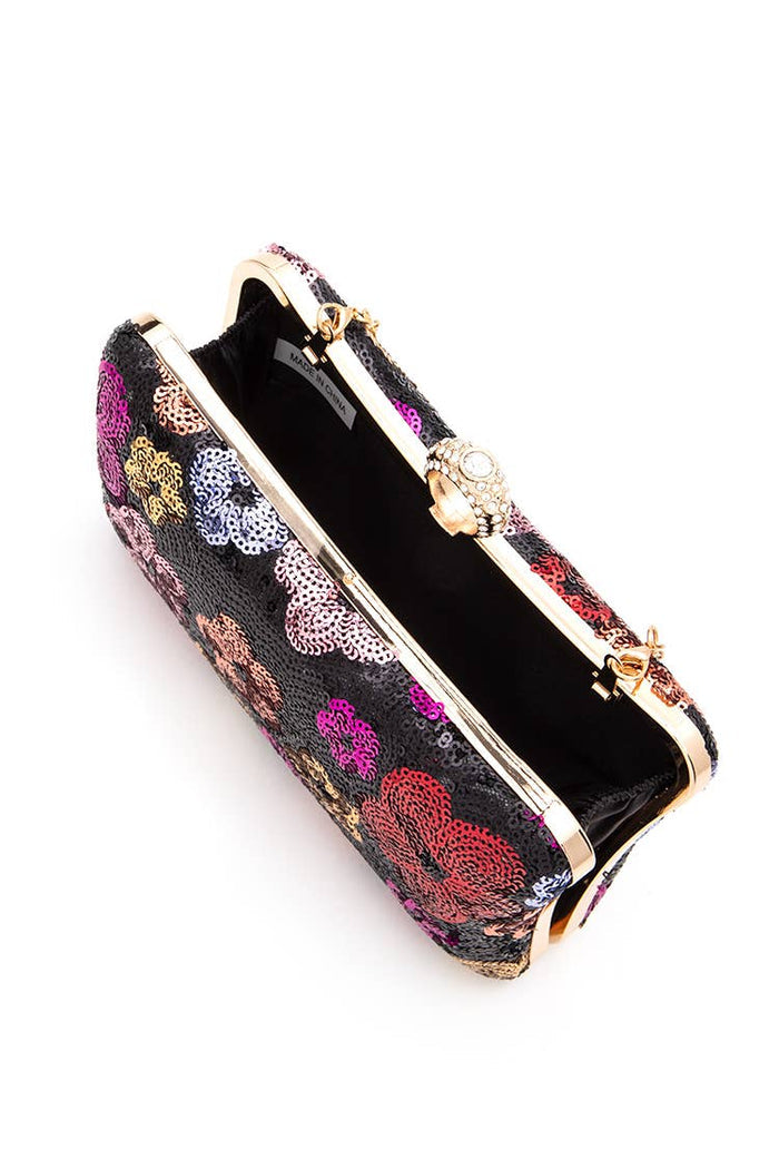 Z Clutch- Sequins Flower Statement Box Clutch Bag